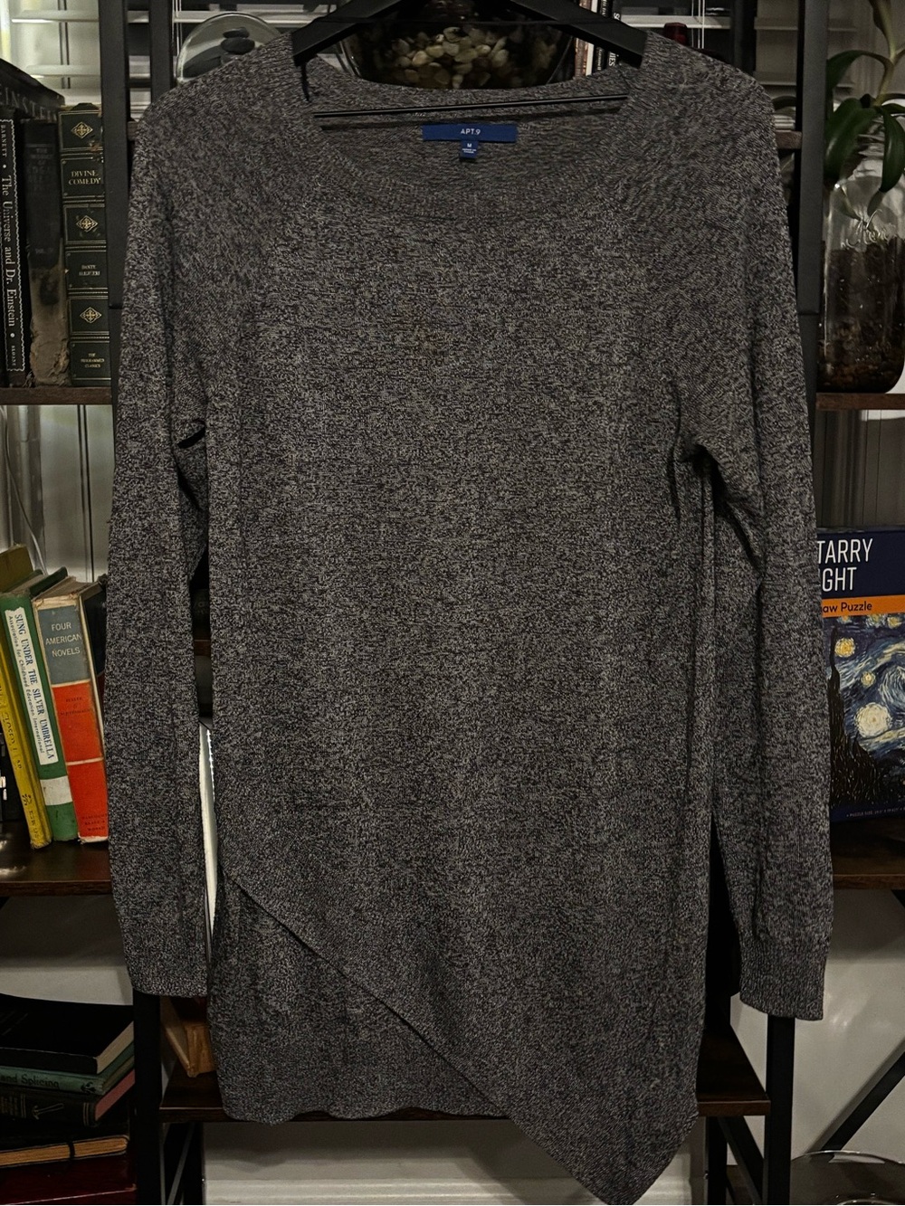 Apt. 9 Heathered Gray Long Sleeve Asymmetric Sweater
